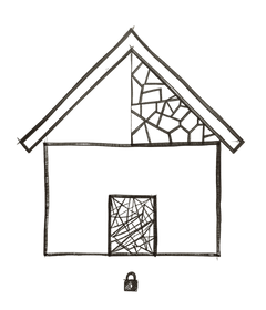 Kapısının hemen dibinde bir kilit olan ev görseli